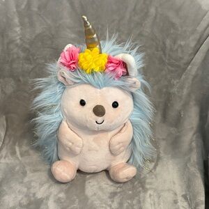 FAO Schwarz Blue and Cream Plush Unicorn Hedgehog (Sparklers)